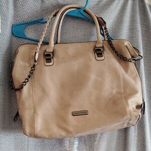 Steve Madden Cream Tote Bag with Chain Detail